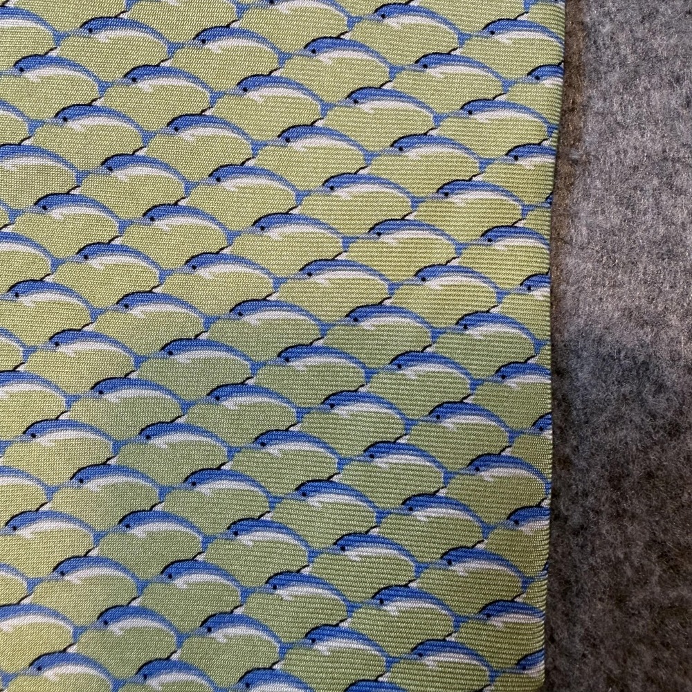 Brooks Brothers Tie Mens One Size Green Dolphin Ocean Silk Made USA Necktie - Picture 2 of 5